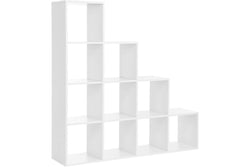 VASAGLE Stair Shaped Cube Bookcase - White