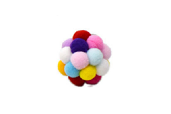 Colourful Plush Bell Bouncy Handmade Pet Ball Dog Cat Toy - Small - Set Of 1