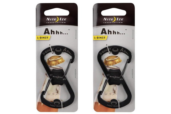 2x Nite Ize Ahhh... 8cm S-Biner Carabiner Bottle Opener Camping Accessory Black