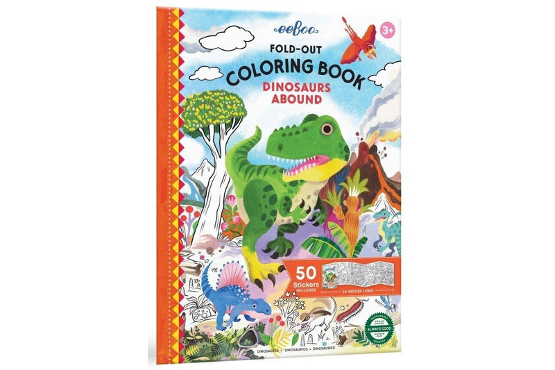 eeBoo: Fold-Out Coloring Book - Dinosaurs Abound