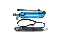 Shock Absorbing Bungee Hands Free Dog Running Leash With Waist Pocket - Blue