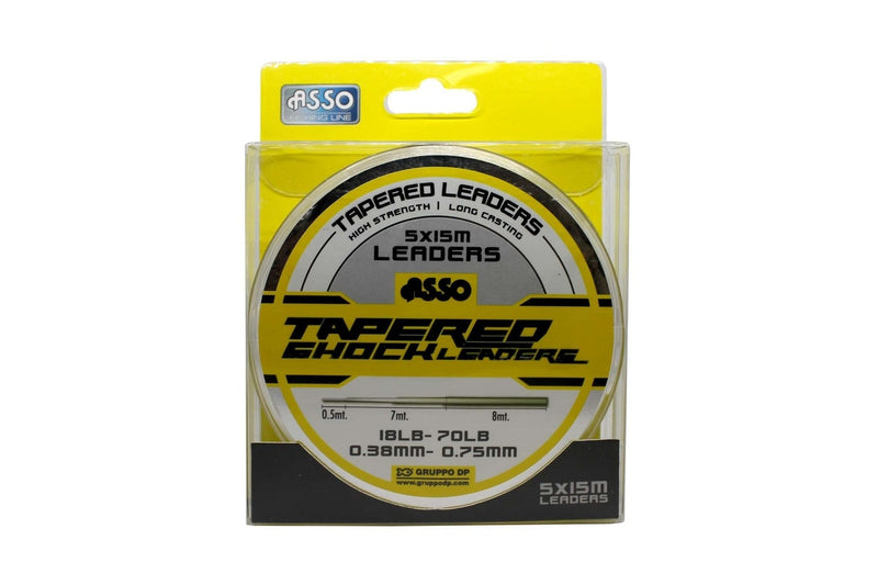 Asso Tapered Shockleader - Clear 5x15m / 18-70lb