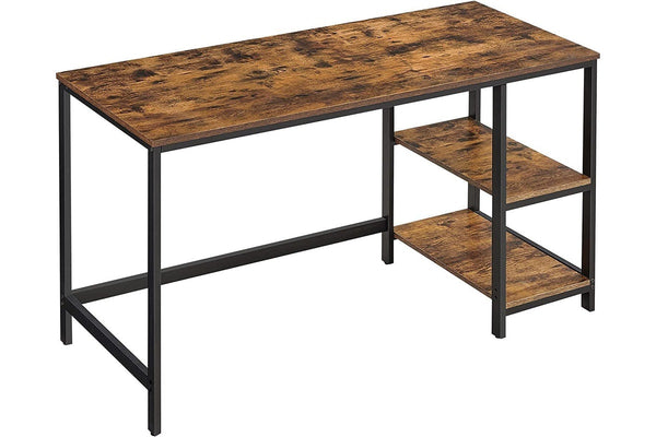 Vasagle 55" Computer Desk with 2 Shelves - Rustic Brown