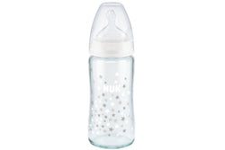 NUK: First Choice Plus Glass Baby Bottle - White (240ml)