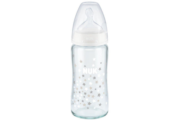 NUK: First Choice Plus Glass Baby Bottle - White (240ml)