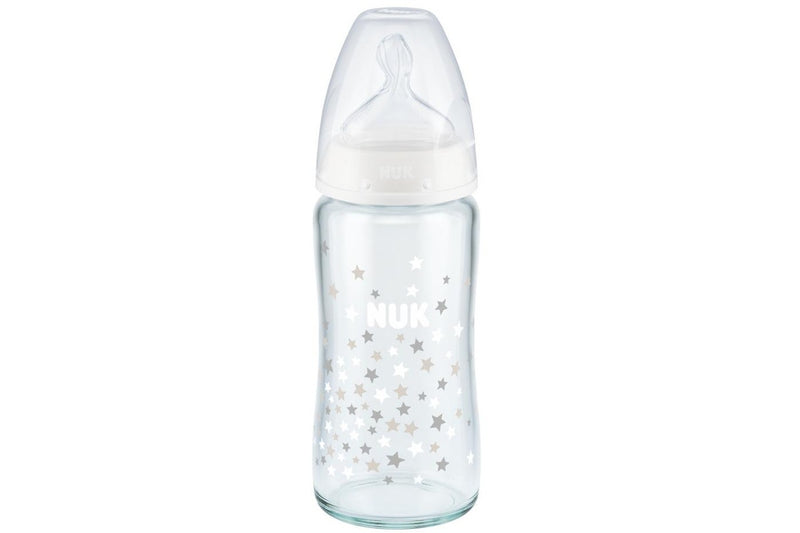 NUK: First Choice Plus Glass Baby Bottle - White (240ml)