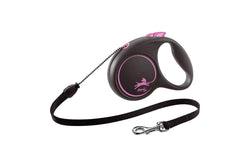 Dog Lead Flexi Black Design 5 m Pink Size m