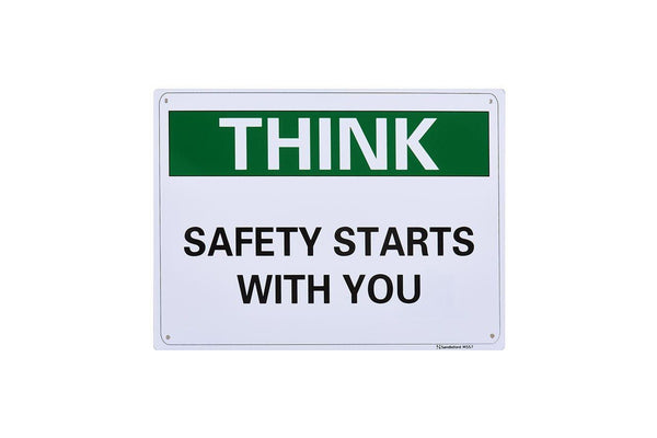 Think Safety Starts With You 200x300mm Sign Polypropylene Wall Door Mountable