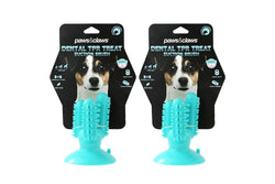 2x Paws & Claws 13cm Cactus Suction Brush Dental Treat Pet Dog Rubber Toy Teal