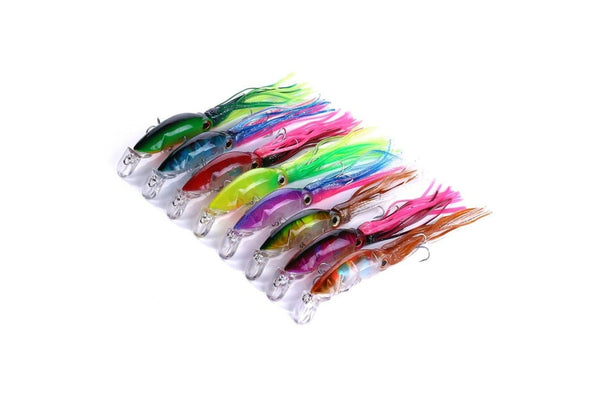 8 Piece Octopus Squid Shaped Hard Baits For Sea And Freshwater Fishing