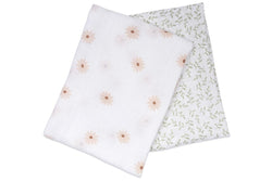 Lulujo: Cotton Swaddles - Daisy & Greenery (2 Pack)