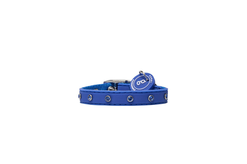 Gummi 28.5cm Waterproof PVC Rubber Bling Dog Collar Strap Pet Fashion Puppy Blue