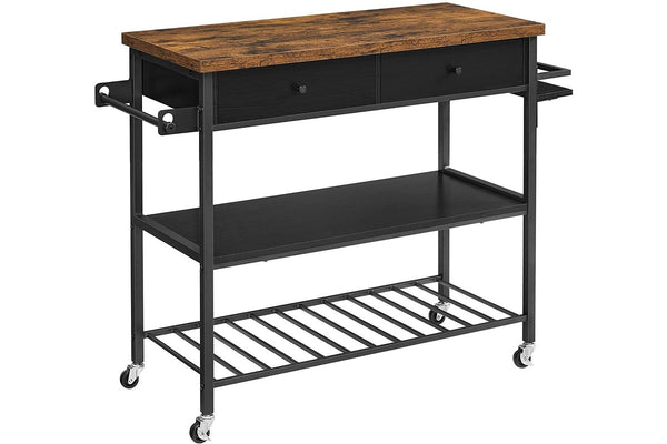 Vasagle Kitchen Island On Wheels - Rustic Brown / Black