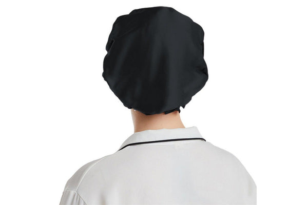 Soft Breathable 100% Mulberry Silk Sleep Night Cap Good for Your Hair Care - Black