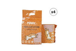 Pawz 2.5kg Tofu Cat Litter Clumping Flushable Fast Super Absorben Peach x4