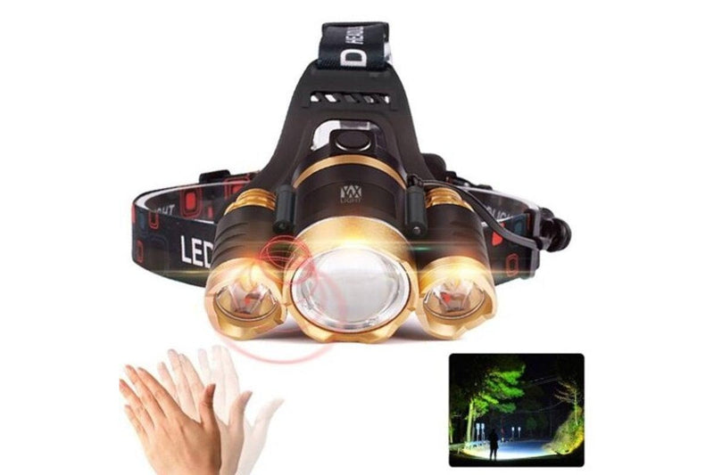 Xpe T6 2000Lm White Light Telescopic Zoom Intelligent Induction Led Headlamp Black And Golden - Standard