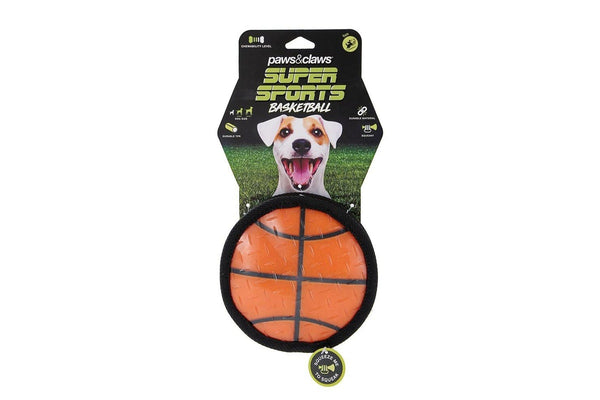 Paws & Claws 15cm Super Sports TPR Covered Oxford Basketball Pet Toy w Squeaker