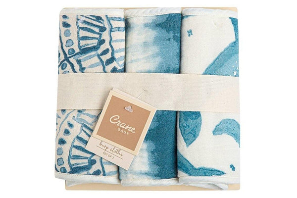 Crane Baby Burp Cloths - Caspian (3 Pack)