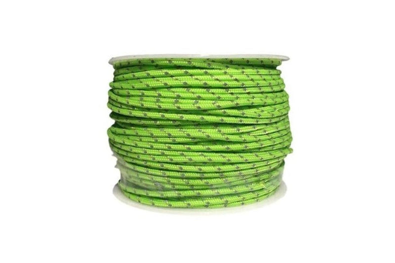 50M 3 Strands Cores 280Lb Reflective Paracord Parachute Cord Tent Guy Fishing Line Neon Green - Standard