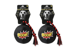 2x Paws & Claws Pet Dog 45cm Bomb-On-A-Rope Oxford w Squeaker Fun Play Toy BLK