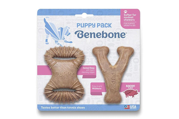 Benebone: Bacon Dental Chew & Wishbone Toys - Puppy (2-Pack)