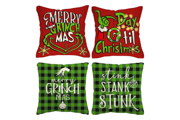 4Pcs Christmas Throw Pillow Case Cartoon Cushion Protector Cover Xmas Decor Style 2