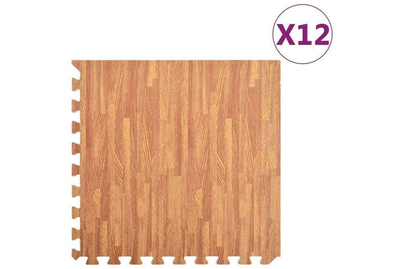 Floor Mats 12 Pcs Wood Grain Eva Foam