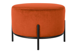 Fraser Country Velvet Round Ottoman - Terracotta