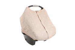 Little Unicorn: Muslin Car Seat Canopy V2 - Taupe Cross