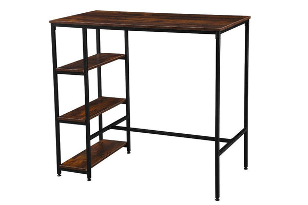 Rectangular Bar Table with Three Shelves - Rustic Brown