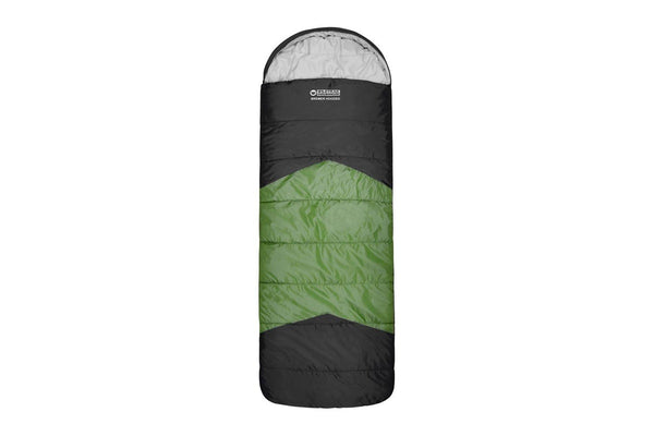 Wildtrak Bremer 220x80cm Hooded Sleeping Bag Outdoor Camping Sleeper Green Black