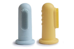 Mushie: Finger Toothbrush - Powder Blue/Pale Daffodil