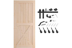 Fraser Country X Shape Wood Barn Door with Installation Hardware Kit