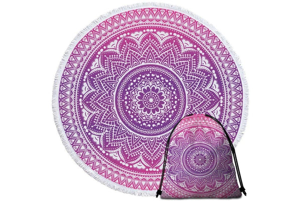 Bohemian Flower Printed Round Beach Towel Mat