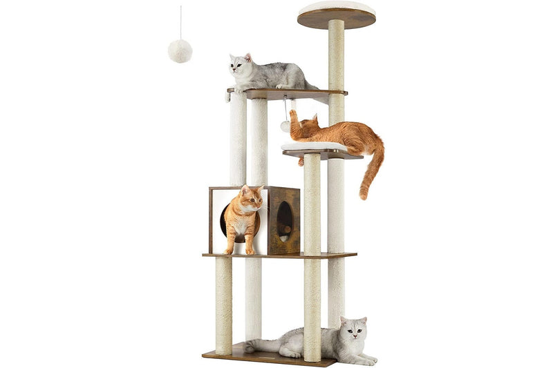 VASAGLE Feandrea WoodyWonders Cat Tree - Rustic Brown