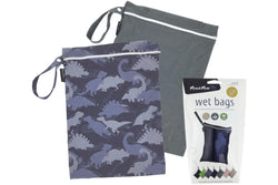 Mum 2 Mum: Wet Bag - Blue Dino/Grey (2 Pack)