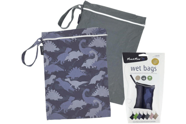 Mum 2 Mum: Wet Bag - Blue Dino/Grey (2 Pack)