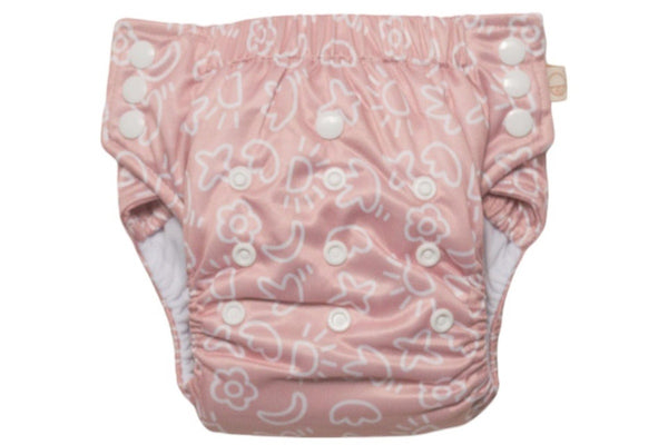 Nestling: Sassy Straight Up Nappy - Pink Pop Art (1-3 years)