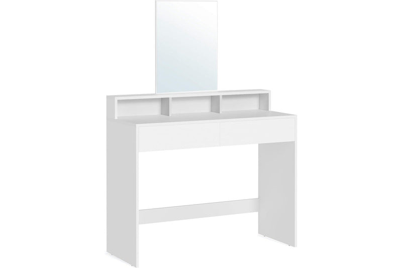 VASAGLE Dressing Table with Large Mirror - White