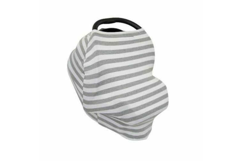 Breastfeeding Cover Cotton Nursing Maternity - White/Grey Stripes