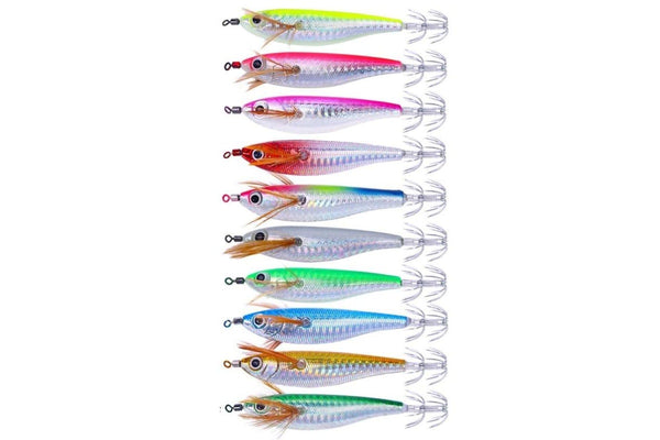 10 Piece Luminous Wooden Shrimp Bait Set With Squid Hook 10.3cm 9.4g