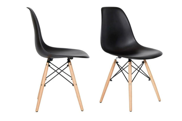 Fraser Country Set of 2 Modern Dining Chair with Beech Wooden Legs - Black