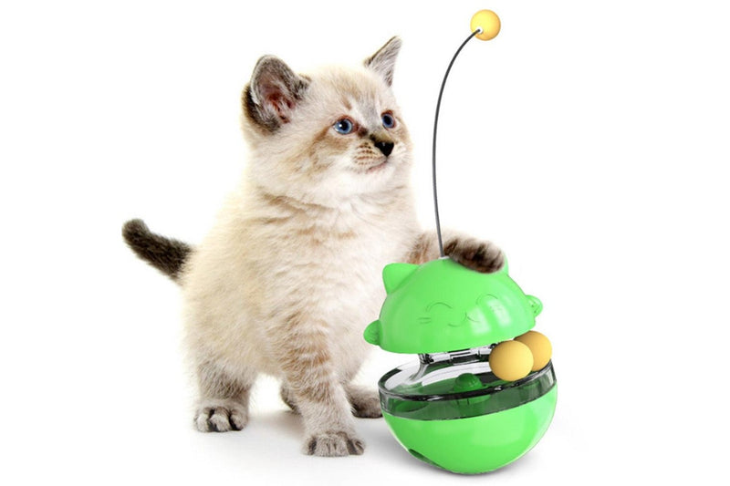 Pet Cat Treat Dispenser Ball Tumbler Interactive Puzzle Ball Pet Slow Feeder Toy Green