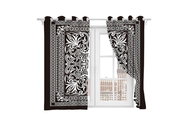 1 Pair of Blackout Fabric 3D Printed Curtains Thermal Insulated Curtains Black