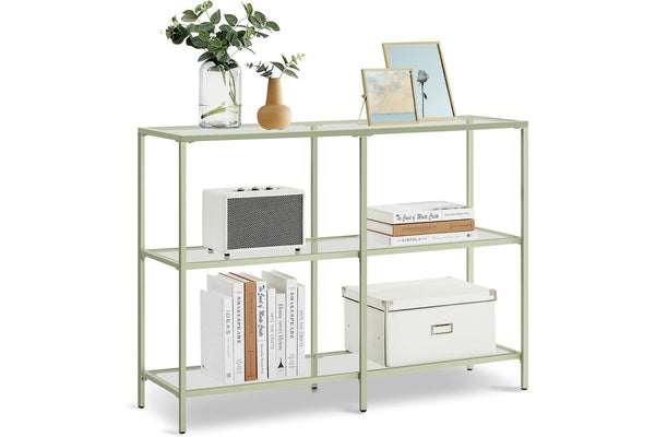 VASAGLE 1M Console Table with Tempered Glass - Laurel Green and Transparent