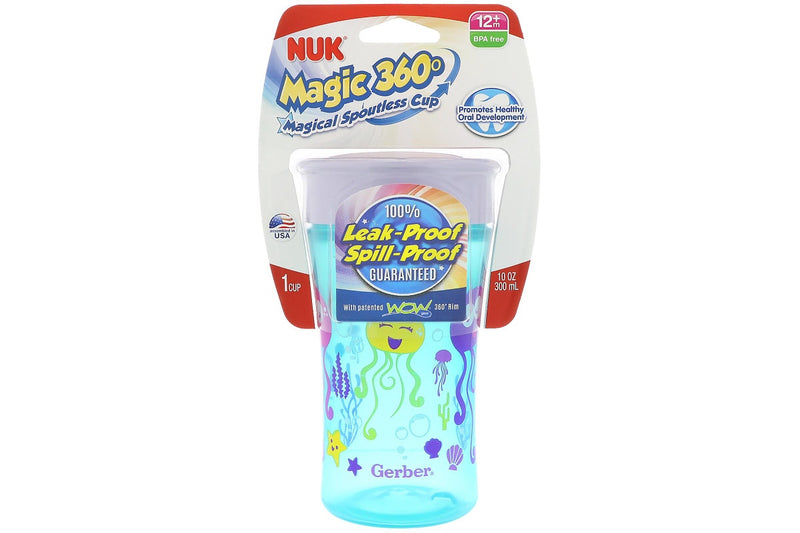 NUK Magic 360 Magical Spoutless Cup Spill Proof BPA Free & Dishwasher Safe - 12+ Months Girls 300ml