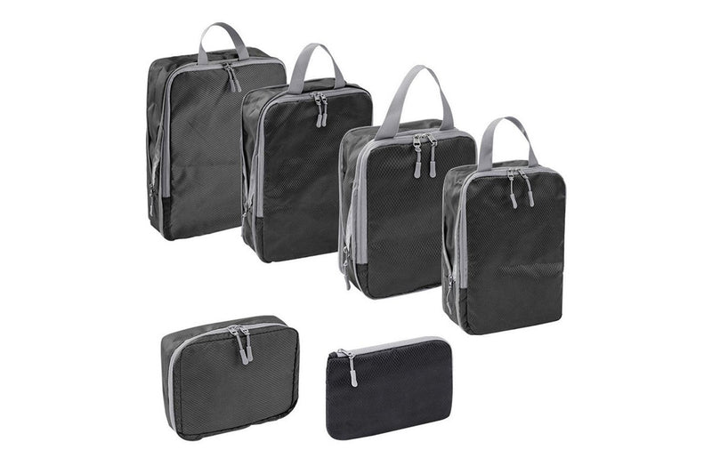 6-Piece Compression Packing Cubes Suitcase Organizer Bag Luggage Storage Bag Black