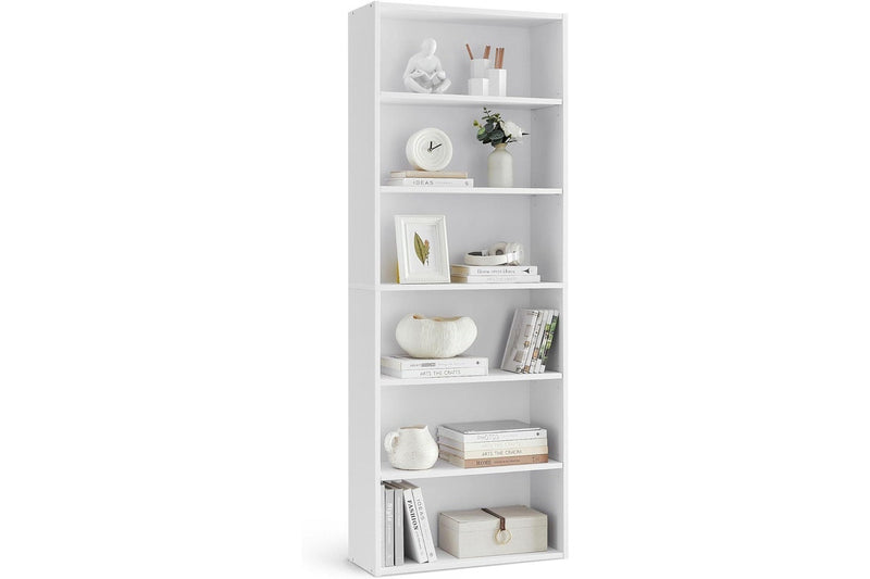 VASAGLE 6-Tier Open Bookcase with Adjustable Storage Shelves - White