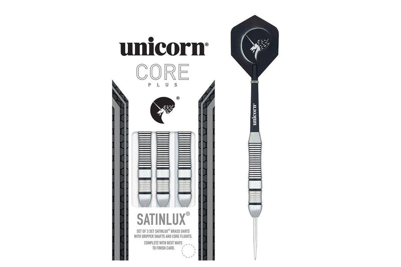 Unicorn Core Plus Satinlux Darts (Pack of 3) (Silver/Black) (22g)