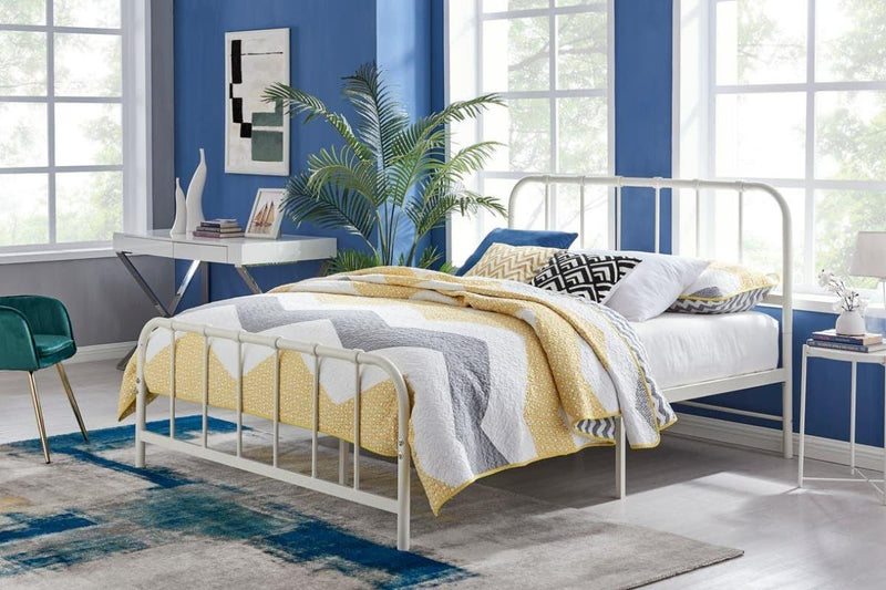 Ovela: Milan Metal Bed Frame - White (Double)